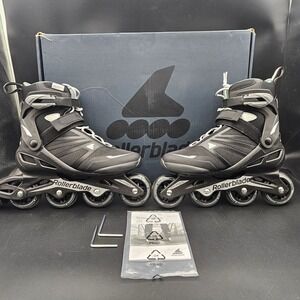 Rollerblade Zetrablade Mens Size 8 Inline Skates Black Silver 80mm Wheels